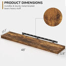 Floating Shelves - 10.23 Inch Deep Wall Shelf for Decor & Storage - Wall Mounted Display Shelving with Invisible Heavy-Duty Metal Bracket - 48" W x 10.23" D x 1.8" H - Set of 1 - Rustic Brown by CozyNest Decor