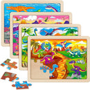 SYNARRY Large Wooden Dinosaur Puzzles for Toddlers 2-4, Wood Dino Puzzles for Kids Ages 4-6, Dinosaur Toys for Kids 3-5, Preschool Educational Children Learning Gifts for 3 4 5 Year Old Boys Girls by TinyTreasures Baby Boutique
