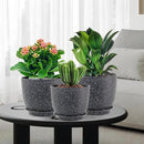 9/8/7.5 inch Plant Pots, Set of 3 Modern Decorative Plastic Planters with Drainage Holes and Saucer for Garden House Plants, Flower Pots for Indoor Outdoor Plants, Speckled Black by GreenHaven Gardens