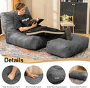 Bean Bag Chair with Ottoman, Comfy Bean Bag Sofa with Memory Foam, Lazy BeanBag Sofa with Footstool, Fireside Bean Bag Couch for Living Room, Bedroom, Apartment by TinyTreasures Baby Boutique