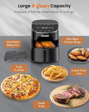 Nuwave Brio Plus Air Fryer 8 Qt, New & Improved, PFAS-FREE, 7 Digital One-Touch Cook Functions that AIR FRY, BAKE, ROAST, DEHYDRATE, TOAST, REHEAT, PREHEAT, 150 Presets, 50°F~400°F, 700/1500/1800W by CozyNest Decor