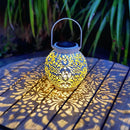 Set of 2 Outdoor Solar Hanging Lantern Lights Metal LED Decorative Lamp for Garden Patio Courtyard Lawn and Table with Hollowed-Out Design (White) by GreenHaven Gardens