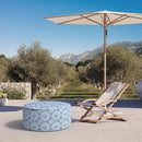 Inflatable Ottoman Stool D31 xH14 for Outdoor/Indoor Use, Water Repellent Patio Foot Rest Stool with Portable Handle,Round Pouf Ottoman Suitable for Garden,Deck and Camping - Medallion Blue by CozyNest Decor