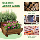 IDZO Solid Acacia Wood Half Barrel Planters Outdoor Set of 2 Different Sizes, Wooden Planters for Outdoor Plants with Metal Bands & Drainage Holes, Legs Included, Brown by GreenHaven Gardens