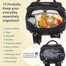 RUVALINO Diaper Bag Backpack-Expandable Baby Bag with up to 50% Capacity -Baby Essentials Bag with Changing Pad Insulated Bottle Holders & Pacifier Case, Waterproof, Black XL by TinyTreasures Baby Boutique