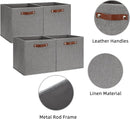 HNZIGE Fabric Storage Cubes Bins Baskets for Shelves Set of 4 Baskets, 13 Inch Storage Bins with Handles, Foldable Storage Cube Organizer Bins Organizing Home Nursery (Gray) by TinyTreasures Baby Boutique