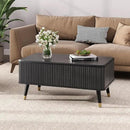 Lift Top Coffee Table with Storage Shelf & Hidden Compartment, Mid Century Modern Fluted Rectangle Dining Table for Living Room, Home Office,Black by CozyNest Decor