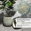 Craft flowerpots 18"+13"+19" Dia Round Concrete Planter Set of 3 Large Outdoor/Indoor Planter Pots Containers with Drainage Holes and Rubber Plug for Home Garden (Green, Large) by CozyNest Decor
