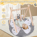 Wooden Baby Play Gym with Mat, Foldable Baby Activity Gyms with 6 Sensory Hanging Panda Toys, Tummy Time Baby Infant Toys (Butterfly) by TinyTreasures Baby Boutique