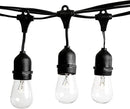 Hometown Evolution, Inc. 50 Foot E26 Commercial Outdoor String Lights with 25 Suspended Sockets and S14 Clear Bulbs for Weatherproof Heavy Duty Vintage Outside Lighting by GreenHaven Gardens