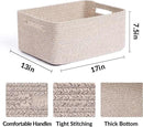 Large Storage Baskets for Shelves, Closet Organizers Bins for Clothes Blanket Towels, Baby Nursery, Toy Baskets Box, Woven Rope Baskets, 17 x 13 x 7.5”, 2 Packs Mixed Brown by CozyNest Decor