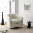 Swivel Barrel Accent Chair, Modern Round Linen Arm Chair for Living Room, Bedroom, Comfy Club Reading Chairs for Adults（Linen Fabric, Beige, Set of 1 by CozyNest Decor