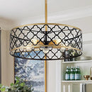 5-Light Drum Chandeliers for Dining Room,19.7" Rustic Farmhouse Dining Room Light Fixture, Black&Gold Metal Hanging Pendant Light for Living Room Bedroom Kitchen Entryway Foyer by CozyNest Decor