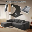 ovios 104" Cloud Sectional Couch with L-Shape Chaise,Modern Modular Sofa with Deep Seat, Upholstered Couches for Living Room Bedroom,No Assembly Required, Grey (Corduroy Fabric) by CozyNest Decor