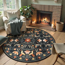 Moynesa Washable Round Rug 6ft, Ultra Thin Circle Living Room Area Rug Non Slip, Low Pile Soft Indoor Boho Bird 6'x6' Black Large Throw Carpet for Dining Room Under Table Office Bedroom by TinyTreasures Baby Boutique