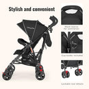 Dream On Me Volgo Twin Umbrella Stroller in Black, Lightweight Double Stroller for Infant & Toddler, Compact Easy Fold, Large Storage Basket, Large and Adjustable Canopy by TinyTreasures Baby Boutique