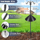 Gtongoko Bird Feeder Pole Squirrel Proof, 92 Inch Double Shepherds Hook for Outdoor with Squirrel Baffles Adjustable Heavy Duty with 5 Prongs Base for Hanging Plants, Bird Feeders, Black by GreenHaven Gardens
