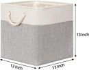 Bidtakay Fabric Basket Set - Large Square Organizer Bins, 13x13, Set of 3, White & Grey by TinyTreasures Baby Boutique