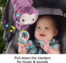 Fisher-Price Baby Stroller Toy Sing & Go Purple Monkey Musical Sensory Plush with Crinkle & Clackers for Newborns from Birth+ by TinyTreasures Baby Boutique