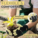 HANDLANDY Leather Work Gloves for Men & Women, Reinforced Durable Garden Gloves, Cowhide Working Glove for Gardening by GreenHaven Gardens