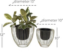 Deco 79 Contemporary Metal, Set of 2 Planters 10", 12"H, Black by GreenHaven Gardens