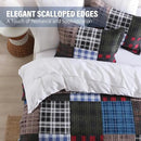 NEWLAKE Quilt Set King Size, Cotton Patchwork Blue Black Checkered Patterns Quilt Sets, Reversible Bedspread Lightweight and Breathable for All Seasons, Soft Quilted Bedspread with 2 Pillow Shams by CozyNest Decor
