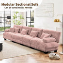 Modular Sectional Sofa Cloud Couch 4-Seater Deep Seat Sofa Couch, Oversized Couch Bed Sectional Couch with Round Bolster Armrests 6 Pillows, Modern Sofa Chair Comfy Couch(Pink) by CozyNest Decor