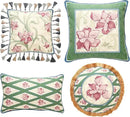 patdrea Designer Throw Pillow Covers Set of 4,French Elegant Green Linen with Iris Floral Collection Pattern Pillow Covers,Decorative Lumbar Square Round Pillowcases Cushion for Bed Living Room by CozyNest Decor