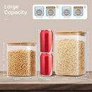 Extra Large Square Glass Flour & Sugar Storage Containers with Airtight Lids, 132 floz & 63 floz - 2 Pack Glass Jars with Bamboo Lids, Air tight Food Storage Containers for Cereal, Pasta, Rice by CozyNest Decor