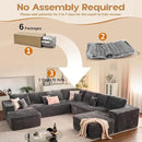 Cloud Sectional Couches for Living Room,G Shaped Modular Sofas No Assembly,135x133 Inches Plush Corduroy Oversized Floor Couch Set with Deep Seat Chaise,Grey by CozyNest Decor