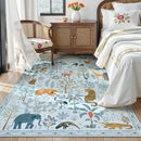OJIA Animal Print Washable Area Rug 5x7, Soft Nursery Rugs for Living Room Ultra-Thin Non-Shedding Kids Bedroom Rug, Stain Resistant Throw Rug Large Carpet for Dining Room, Light Blue by TinyTreasures Baby Boutique