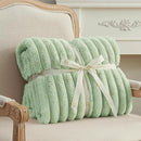Amélie Home Faux Fur Throw Blanket for Couch, Cozy Fuzzy Fluffy Fur Luxurious Soft Striped Plush Gift Blankets for Family Sofa Chair Bed Living Room Bedroom, 55"x70", Sage Green by CozyNest Decor