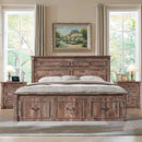 26" Tall Farmhouse Nightstand, 3 Drawers End Table w/Charging Station, 23.6" Wide Large Side Table w/Roman Column, Wood Rustic Sofa Table for Bedroom, Light Brown by CozyNest Decor