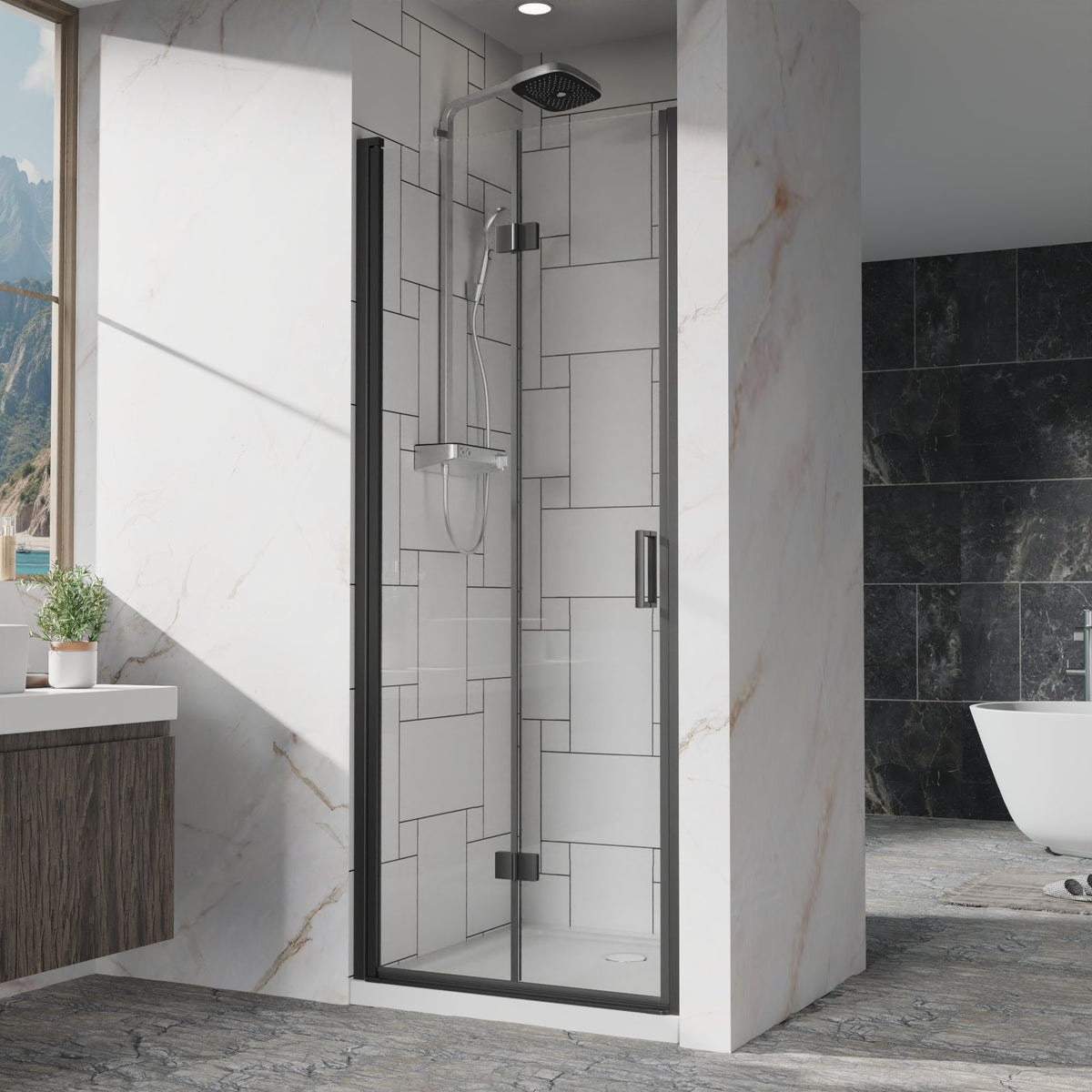 Bifold Frameless Shower Door With Tempered Clear Glass, photo 12 of 21