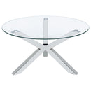 Kenzie Round Tempered Glass Top Cocktail Coffee Table Chrome