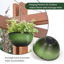 12 inch Hanging Planters for Indoor Outdoor Plants, 2 Pack Large Hanging Flower Pots with Drainage Holes and Chain, Glazed Hanging Baskets for Home Garden Decoration, Green by GreenHaven Gardens