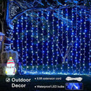 JMEXSUSS 300LED Christmas Curtain Lights Plug in with Remote, Blue and White Christmas Lights Indoor Outdoor, 8 Modes Hanging Fairy String Lights for Bedroom Window Wall Yard Patio Decor, 9.8x9.8ft by CozyNest Decor