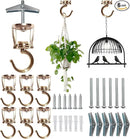Ceiling Hooks for Hanging Plants (6 PCS Gold),Heavy Duty Metal Plant Hooks, Screw in Hooks for Hanging Birdfeeders, Lamps, Planters, Outdoor Decorative Hooks up to 33 lbs by GreenHaven Gardens