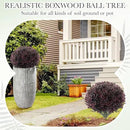 Yunlly 2 Pack 18" Artificial Boxwood Ball Bush Topiary Trees Fake Outdoor Plants, Realistic UV Resistance Faux Shrubs with Spike Greenery Topiary for Front Porch Garden Yard Patio Indoor (Dark Purple) by GreenHaven Gardens