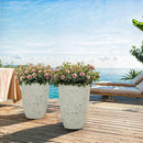 19.5" Resin Tall Planters for Outdoor Plants, Set of 2 Country White Large Flower Pots with Handmade Birch Bark Texture, Heavy-Duty and Weather-Resistant for Year Round Indoor Outdoor use by CozyNest Decor