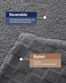 Pawque Super Soft Cozy Throw Blanket for Couch Sofa Bed - Fluffy Sherpa Fleece Reversible Thick Warm Fuzzy Blanket for All-Season, 3D Checkered Jacquard Elegant Decorative Blankets, Grey, 50" x 60" by CozyNest Decor