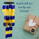 Bellaa 24889 Wind Chimes Outdoor, Garden Decorations, Musical, Indoor/Outside Windchimes, Beach, Ocean Breeze, Gifts for Mom, Gift for All Occasions, Capiz Sea Glass Shells Wood Yellow Blue by CozyNest Decor