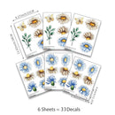 YouRfocus Blue Daisy Wall Decals | 33 PCS Boho Flower Stickers for Girls' Rooms, Playrooms, and Nurseries | Dual Layer Print for High Coverage | Removable Peel and Stick Wall Decor | 6 Sheets by TinyTreasures Baby Boutique