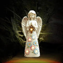 Angel Garden Figurine Outdoor Statue, Solar Garden Sculpture with 7 LEDs Welcome Sign Resin Praying Angel Art Decor for Patio Lawn Yard Porch Decoration, Housewarming Gift by GreenHaven Gardens