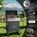 4-Burner Propane Gas Grill, Stainless Steel BBQ with 40,000 BTU, Foldable Side Shelves, Porcelain-Coated Grates, Ideal for Patio & Backyard Cooking (4 Burner) by GreenHaven Gardens