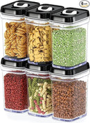 DWËLLZA KITCHEN Airtight Food Storage Containers with Lids – 6 Piece Set Air Tight Kitchen Storage Containers for Pantry Organization and Storage - Clear Plastic BPA-Free - Keeps Food Fresh & Dry by CozyNest Decor