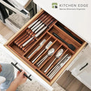 Premium Silverware, Flatware and Utensil Organizer for Kitchen Drawers, Food-Safe Contract Grade, Expandable from 10.5 to 19 In, Natural Acacia by CozyNest Decor