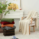 Longhui bedding Chunky Cable Knit Throw Blanket Lightweight Burgundy 100% Organic Cotton Blanket for Sofa Couch Bed Baby Nursery, Rustic Shabby Chic Modern Farmhouse, 51” x 63” Give Laundering Bag by CozyNest Decor