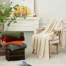 Longhui bedding Chunky Cable Knit Throw Blanket Lightweight Olive Green 100% Organic Cotton Blanket for Sofa Couch Bed Baby Nursery, Rustic Shabby Chic Modern Farmhouse, 51” x 63” Give Laundering Bag by CozyNest Decor