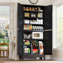 75.2" Tall Metal Pantry Cabinet, Storage Cabinets with 4 Door and 4 Adjustable Shelves, Black Kitchen Pantry Storage Cabinet, Freestanding Cupboard for Kitchen Dining Room Living Room Bathroom by CozyNest Decor